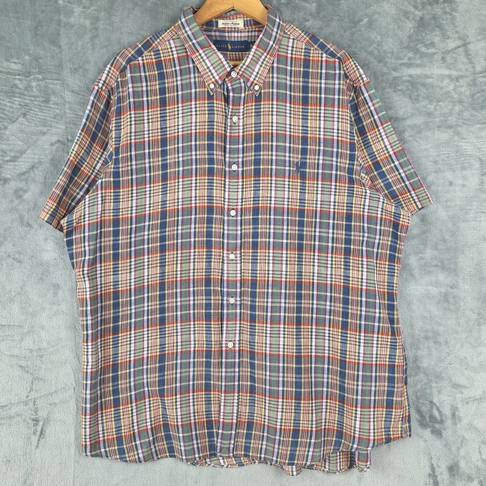 Ralph Lauren Shirt XXL Indian Madras Plaid Button Down Preppy Classic Heritage